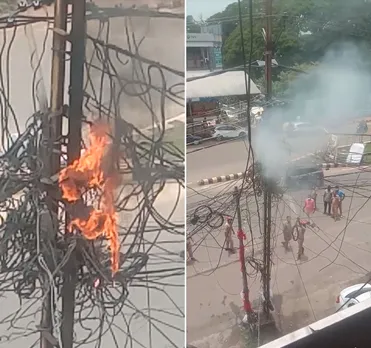 പാലാ ടൗണില്‍ ഇലക്ട്രിക് പോസ്റ്റില്‍ തീപിടുത്തം. അനിഷ്ട സംഭവങ്ങളില്ല