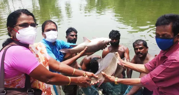തേങ്കുറുശ്ശി പഞ്ചായത്തും ഫിഷറീസ് വകുപ്പും സംയുക്തമായി ജനകീയ മത്സ്യ കൃഷി വിളവെടുപ്പ് നടത്തി