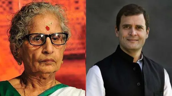 ഭാരതത്തിന്റെ ധീരനാം പുത്രന്നു...കേരളമുറ്റ പോറ്റമ്മയാവണം....പെറ്റമ്മയ്‌ക്കെഴും സ്‌നേഹവാത്സല്യങ്ങള്‍....പോറ്റമ്മയ്ക്കുമുണ്ടെന്നു തെളിയണം....രാഹുല്‍ ഗാന്ധിക്കു പച്ചക്കൊടികളായ് ബാഹുവൃന്ദങ്ങള്‍ നീട്ടും വയനാട്ടില്‍...രാഹുലിനെ പുകഴ്ത്തി ലീലാവതി ടീച്ചറിന്റെ കവിത
