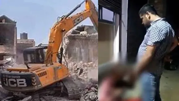 ആദിവാസി യുവാവിന്റെ മുഖത്ത് മൂത്രമൊഴിച്ച സംഭവം; പ്രതിയുടെ വീട് ഇടിച്ചുനിരത്തി പൊലീസ്