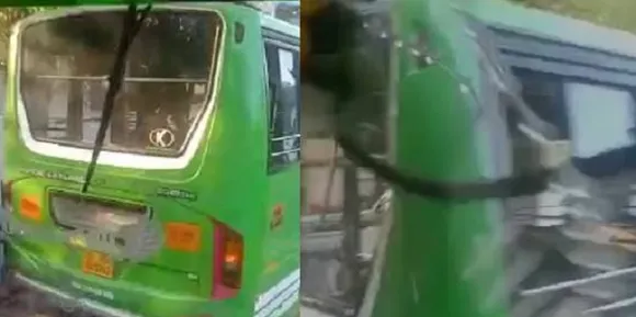 ജീവനക്കാർ തമ്മിൽ തർക്കം; കൊല്ലത്ത് ബസിലേക്ക് മറ്റൊരു ബസ് ഇടിച്ചുകയറ്റി