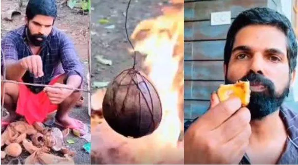 ചകരിയും ചിരട്ടയും കര്‍പ്പൂരവും ഇട്ട് തീ പിടിപ്പിച്ച് അതിനു മുകളില്‍ ശര്‍ക്കര നിരച്ച കൊപ്ര കെട്ടിത്തൂക്കി ചുട്ടു നോക്കൂ;  അതീവ രുചികരം