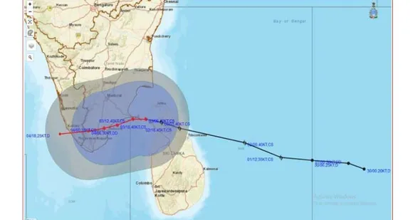 തെക്കൻ കേരളം-തെക്കൻ തമിഴ്നാട് തീരങ്ങൾക്ക് ചുഴലിക്കാറ്റ് മുന്നറിയിപ്പ്: റെഡ് അലേർട്ട്