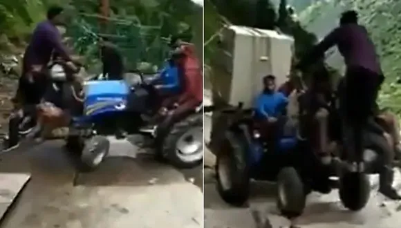 അസാധാരണം, അവിശ്വസനീയം! കേദാര്‍നാഥ് ക്ഷേത്രത്തിലേക്ക് പടിക്കെട്ടുകള്‍ കയറി പോകുന്ന ട്രാക്ടര്‍; വീഡിയോ