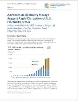 IEEFA Report on Advances in Electricity Storage Suggest Rapid Disruption of U.S. Electricity Sector