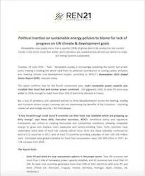 BNEF Report on REN21 Renewables 2019 Global Status