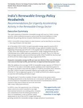 IEEFA Report on India’s Renewable Energy Policy Headwinds