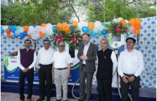 German Ambassador Unveils NSEFI, BSW's PV-Powered EV Charging Station At Hauz Khas Village