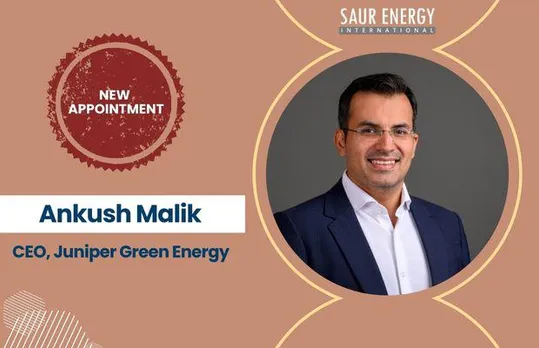 Juniper Green Energy Appoints Ankush Malik as Chief Executive Officer