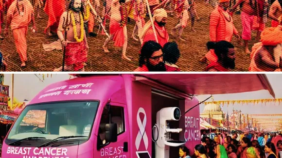 Maha Kumbh pink bus