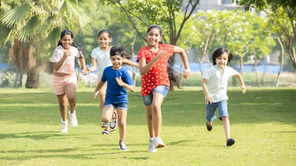 nostalgia childhood friends summer vacation children playing outdoor sports girls boys play