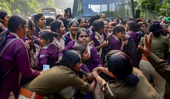 up lucknow dial 112 helpline workers protest for better wages booked