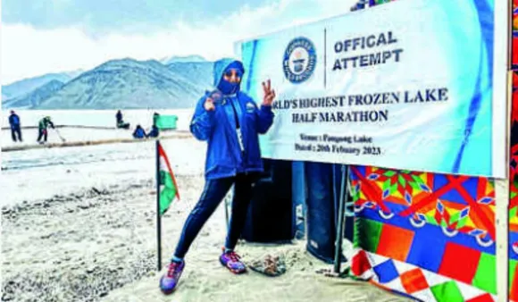 Woman Wins Ladakh Frozen Lake Marathon