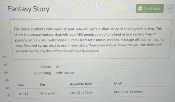Sexual Fantasy Assignment At US School