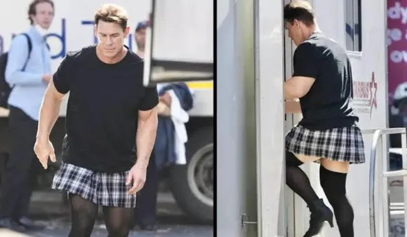 John Cena sports skirt and heels