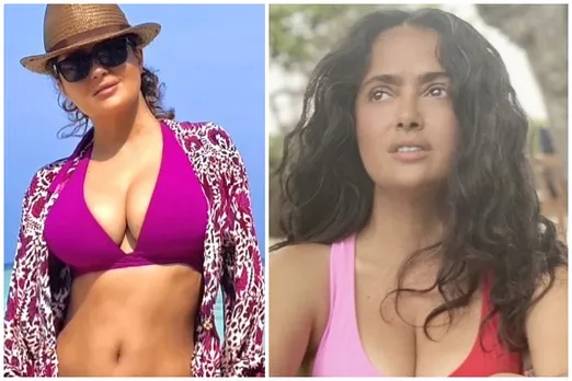 Salma Hayek Purple Bikini