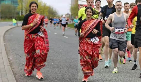 Odia Woman Runs Marathon In Saree