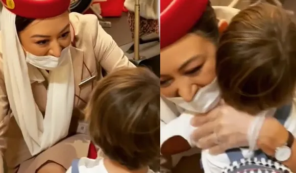 Air Hostess Welcomes Toddler Son Onboard