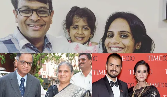 businessmen supported by wives