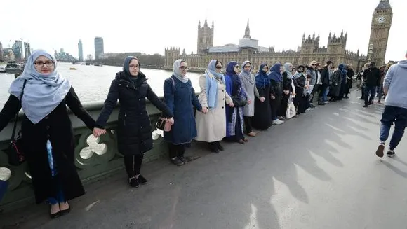 Women stand in solidarity with women's march