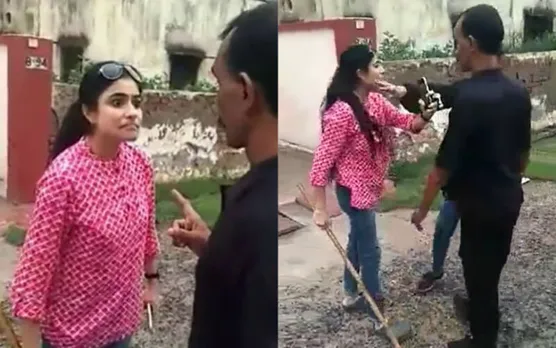 woman beats security guard