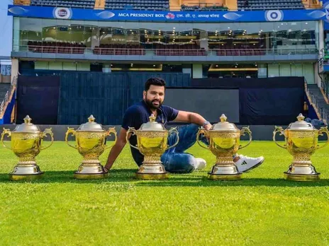 Rohit with IPL trophy