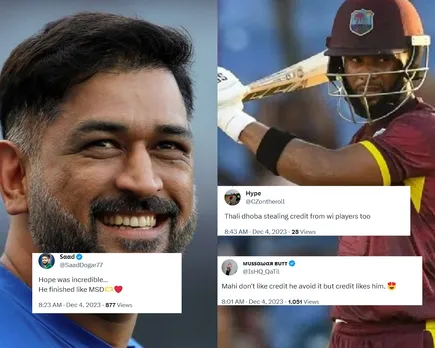 MS Dhoni & Shai Hope (Source: Twitter)