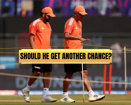 Rahul Dravid with Rohit Sharma ahead of India's semifinal against New Zealand