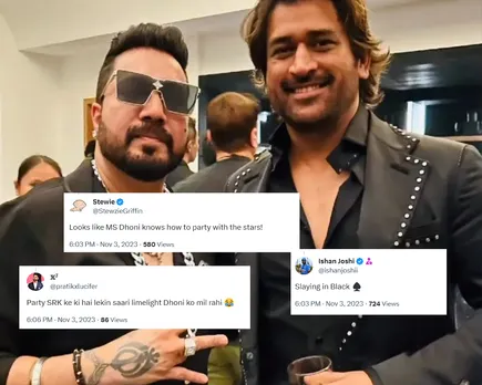 MS Dhoni with Mika Singh (Source: Twitter)