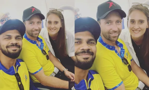 Ruturaj Gaikwad with Devon Conway and his wife