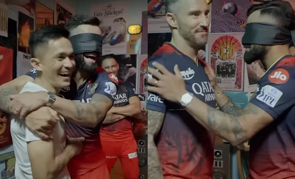 Virat Kohli, Faf du Plessis and Sunil Chhetri (Source - Twitter)