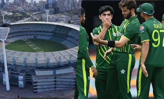 MCG (left) and Pakistan cricket team (left)