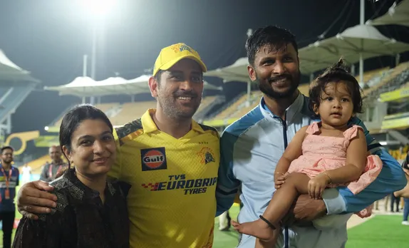 MS Dhoni shares moment with K Gowtham's daughter