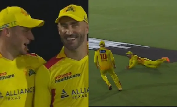Faf du Plessis takes a catch in MLC 2023
