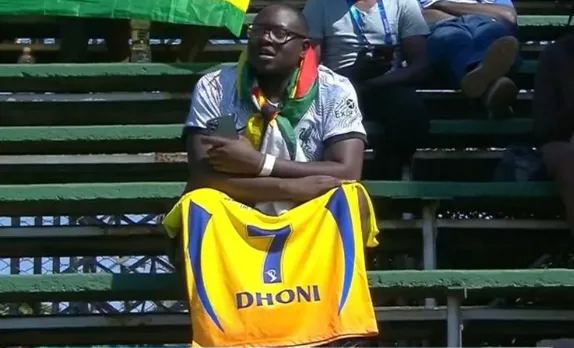 Fan with MS Dhoni's CSK jersey in World Cup Qualifier