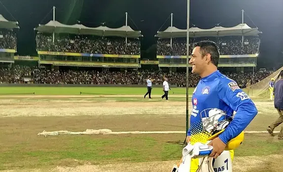 MS Dhoni in Chepauk Stadium (Source - Twitter)