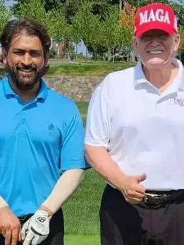 Dhoni playing golf with Trump