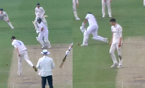 Azhar Ali smashing a dead ball (Source - Twitter)