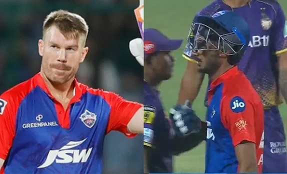 David Warner and Axar Patel (Source - Twitter)