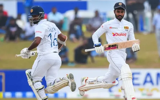 Dhananjaya de Silva and Dimuth Karunaratne. (Photo Source: Twitter)