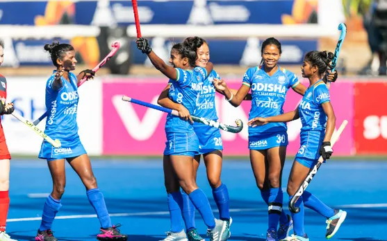 Indian women's junior team celebrates after winning QF tie against South Korea. (Photo Source: Twitter)