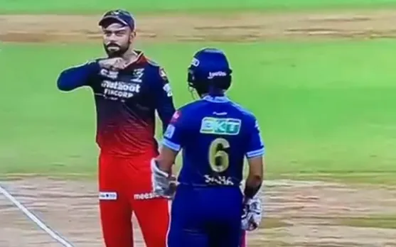 Virat Kohli did the signature “throat-slash” of Undertaker. (Photo Source: Twitter)