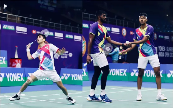 Lakshya Sen & Satwiksairaj Rankireddy and Chirag Shetty in India Open Super 500 finals. (Photo Source: Twitter)