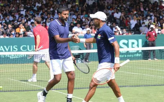 Rohan Bopanna and Divij Sharan won the doubles rubber in Davis Cup World Group I Playoff 2022. (Photo Source: Twitter)