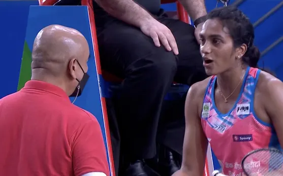 PV Sindhu argues with umpire over wrong decision. (Photo Source: SonyLIV)