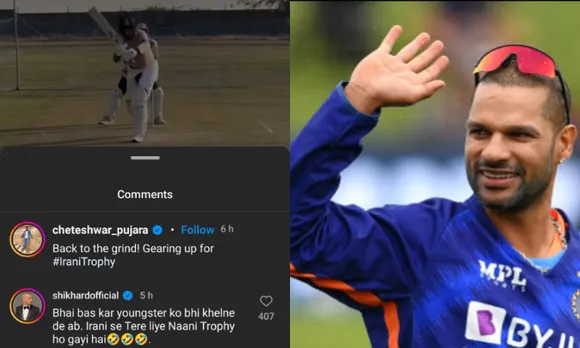Shikhar Dhawan's comment on Cheteshwar Pujara's Instagram post.