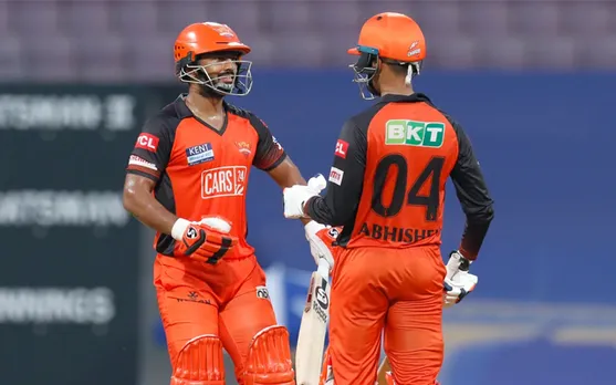 Rahul Tripathi and Abhishek Sharma of Hyderabad. (Photo Source: BCCI)