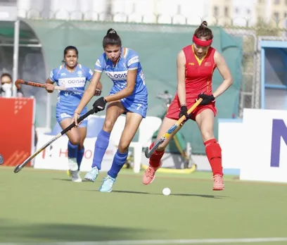 India Women taking on China in their debut FIH Pro League match. (Photo Source: Twitter)