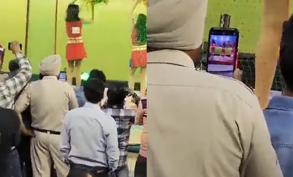 Policeman and cheerleaders of Punjab (Image Source: Twitter)