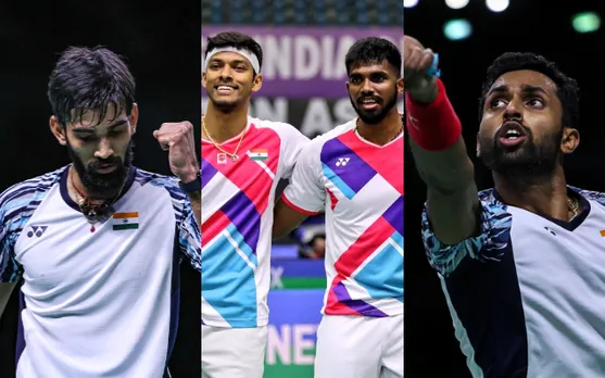 Kidambi Srikanth, Satwik Sairaj Rainkireddy, Chirag Shetty, HS Prannoy. (Photo Source: Badminton Photo)